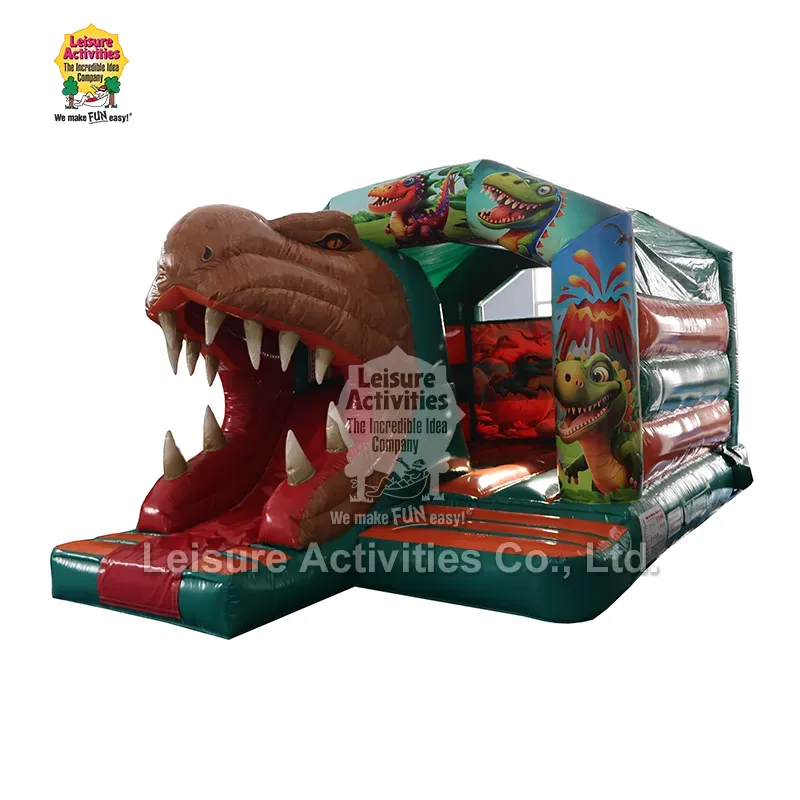 Lâu đài Bouncy nhiều người chơi bơm hơi nhỏ T-REX có cầu trượt