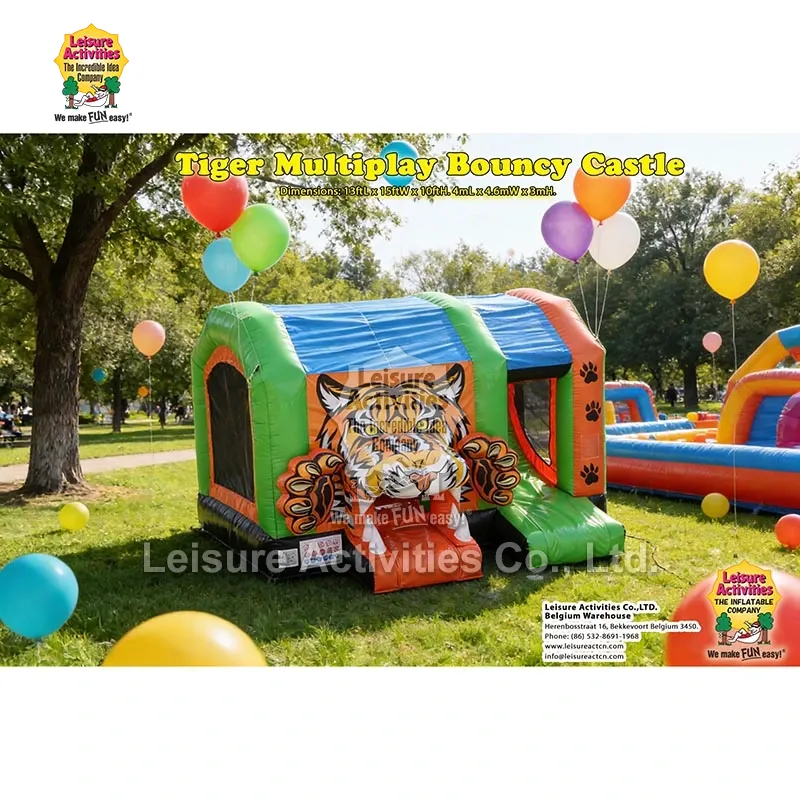 Lâu đài Tiger Bouncy nhiều người chơi bơm hơi tiêu chuẩn